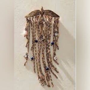 Free People Gold and Blue Tassel Brooch